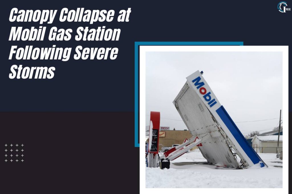 Canopy Collapse at Mobil Gas Station Following Severe Storms